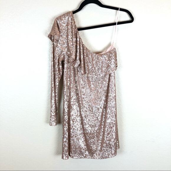 NWT Zara Blogger Sequin Ruffle One Shoulder Dress. - Picture 5 of 14